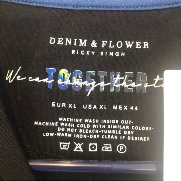 NWT Men’s Denim & Flower Save The Earth Crewneck T Shirt XL Earth Day Recycled - Picture 3 of 6